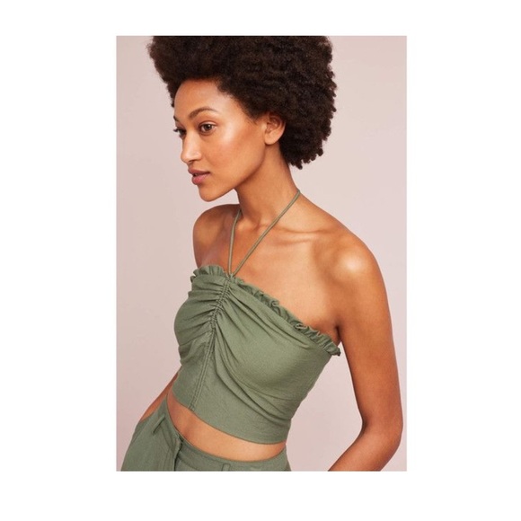 NWOT Anthro Maeve Olive Sunset View Halter Top - Picture 2 of 7
